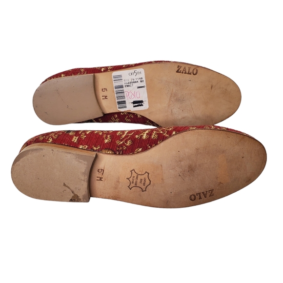 ZALO Elephant Tapestry Flats Loafers Smoking Slippers Sz 5 NWT Leather Soles - Picture 9 of 10